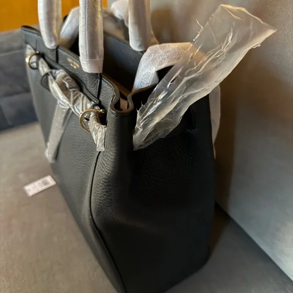 Henri Bendel Black Leather Belmont Tote Bag - Picture 3 of 6